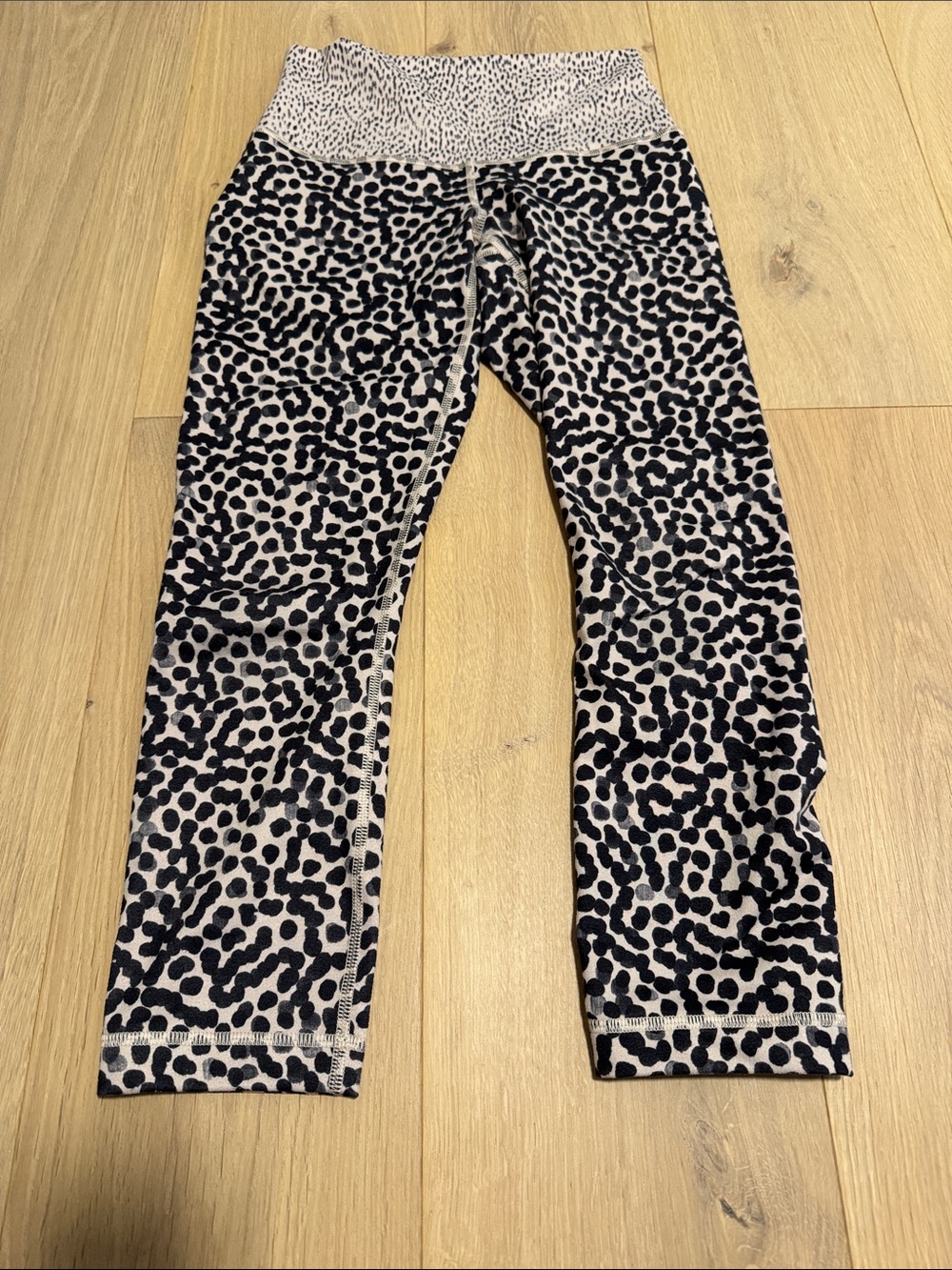 Lululemon Women’s Leopard Print Capri Yoga Pants - Black on Cream